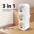 Cableless 3-Fold Multiplug: Dual Schuko Wall Adapter Plug, 3680W Max Rated for 250V/16A Direct Connection. 