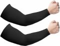 WITHOUT HOLE Wrist to Arm Sleeves - Black Pack of 2pcs For Both Hand (1Pair) | UV Protection Arm Sleeve. 