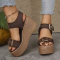 Summer Casual Hot Sale Daily Walking Shoes Comfortable, Lightweight Buckle Fashion New Slip-on Wedge Sandals Thick Sole Beach.