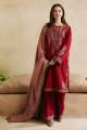 ZAHRA SHAHJAHAN 3PC Embroidered Shirt - Dhanak Fabric with Wool Print Shawl and Trouser. 