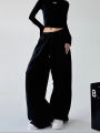 Y2K Harajuku Wide Leg Sweatpants Women Streetwear Baggy Oversize Gray Sports Pants High Waist Drawstring Casual Joggers Trousers.