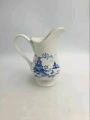 (H). VTG ROYAL WINTON FINE CERAMIC GIFTWARE JUG BLUE & WHITE WILLOW ORIENT PATTERN WITH GOLD ADGE TRIM. 