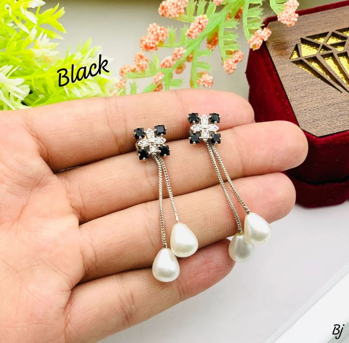 New Arrival🔥🔥🔥 Fancy Beautiful Silver Zircon Pearls Studs😍😍 Best ...