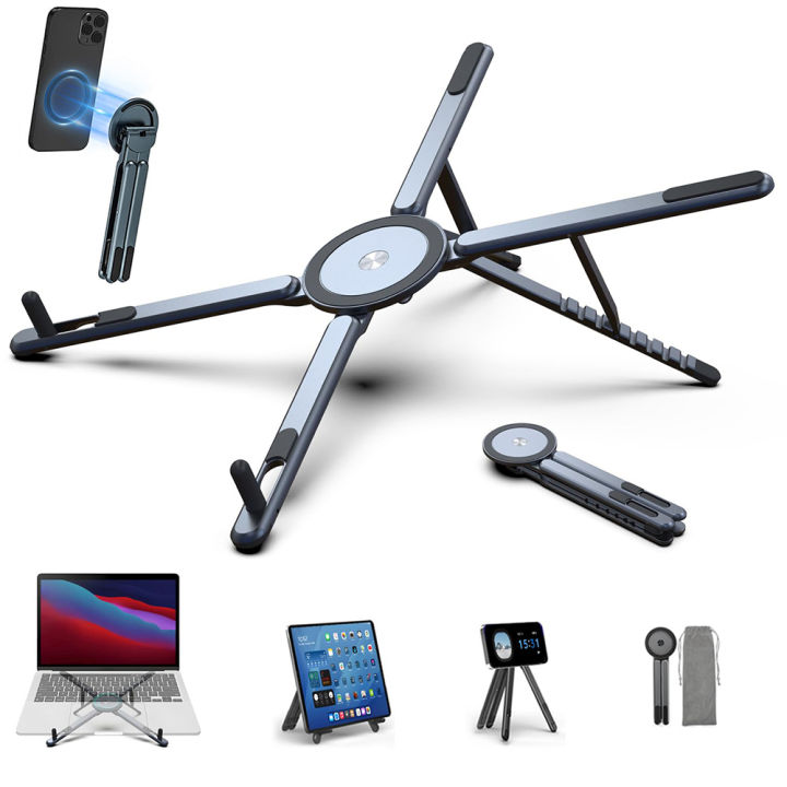3 in 1 Aluminum Alloy Laptop Stand Adjustable Magnetic Phone Holder Tablet Stand Heat Dissipation Notebook Support For Macbook