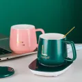 Coffee Cup and saucers Ceramic With Glass Heating Panels. 