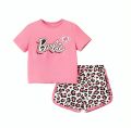 Barbie T-shirt And Shorts For Kids Baby Girls Round Neck Short Sleeve Tee Tops Clothes Sets Dresses Outfit Jannat Store. 