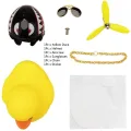 Small Yellow Duck Put A Helmet Sunglasses Propeller Duckling Car Cute Decoration. 