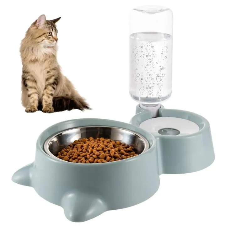 Pet Bowl, Cat Dog food bowl with water bottle