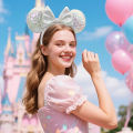 Mickey Mouse Ear Bow Headbands White Bow Hairbands Halloween Party  Princess Decoration Cosplay Costume for Girls Women. 