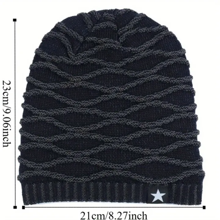 1PC%20New%20Unisex%20Slouchy%20Winter%20Hats%20Add%20Fur%20Lined%20Men%20And%20Women%20Warm%20Beanie%20Cap%20Casual%20Five-pointed%20Star%20Decor%20Winter%20Knitted%20Hat%20-%20Image%203