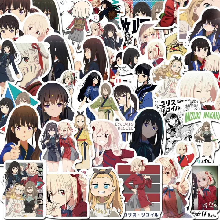 10/50pcs Anime ​Lycoris Recoil STICKER Luggage Laptop Cafe Skateboard Nostalgia Lightning Phone Decals for Fridge Gift