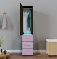 Customized || Narrow Wardrobe Closet with Door, 3 Exterior Drawers || Chipboard || 16.5″W x 21.75″D x 48″H. 