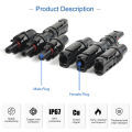 1 to 2/3/4/5/6T Solar MC Connectors For Photovoltaic Energy PV Panel Parallel Splitter Coupler Combiner IP67 1000V 1 Pair. 