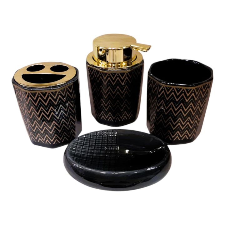 4%20Pcs%20-%20Ceramic%20Bathroom%20Accessories%20Set%20with%20Soap%20Holder,%20Toothbrush%20Holder,%20Soap%20Dish-%20White%20Black%20Color%20-%20Image%203