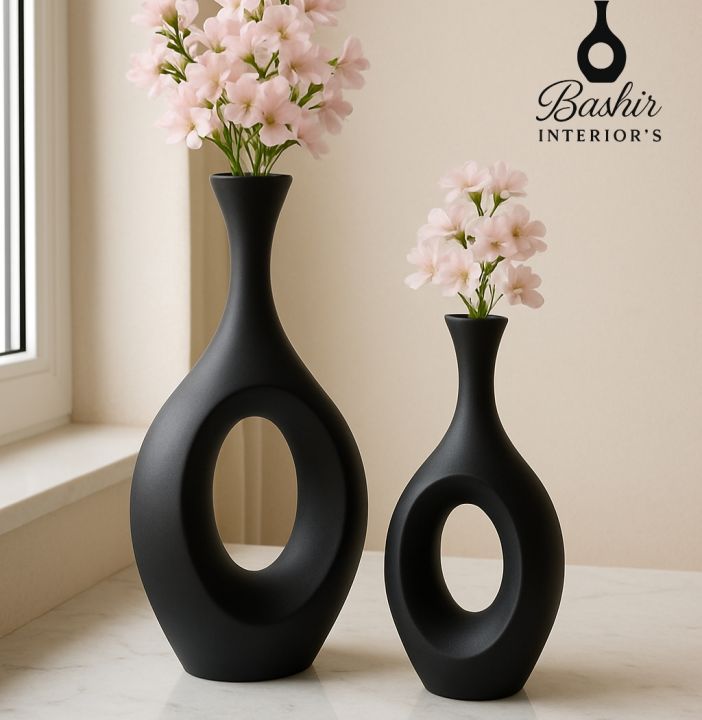 Luxury Ceramic Vase Set – Small & Large Donut Style Vases for Home ...