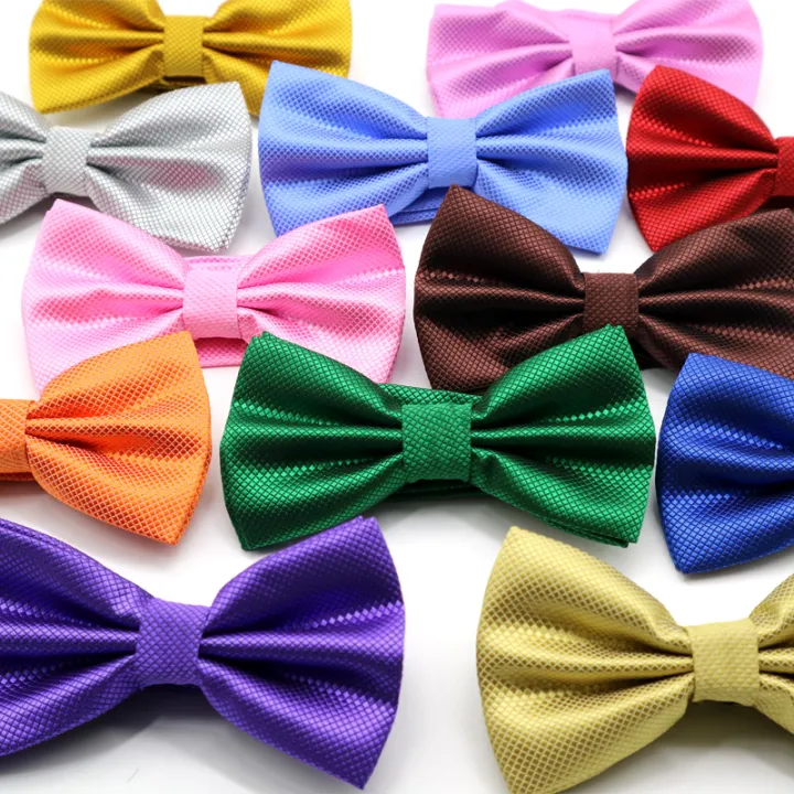 Hot Pure Men's Bow Tie Adjustable Butterfly Neckties Solid Plaid Bowtie For Man Wedding Party Boy Girl Bowknot