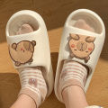 Cute Capybara Design Thick Sole Women Slippers Slides Bathroom Beach Indoor Sandals Summer Couple Shoes. 