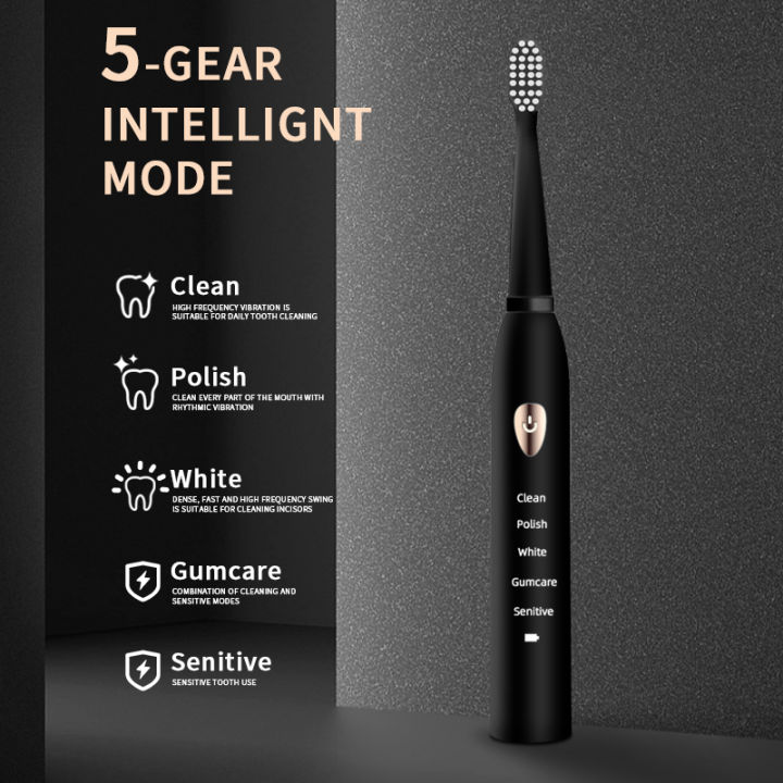 Jianpai%20Adult%20Black%20White%20Classic%20Acoustic%20Electric%20Toothbrush%20Adult%205-gear%20Mode%20USB%20Charging%20IPX7%20Waterproof%20Acoustic%20Electric%20-%20Image%203