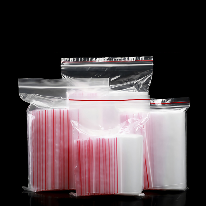 Wholesale 100Pcs 6C Transparent PE Zip Lock Bag Convenience Food Phone Card  Packaging Bags DIY Beads Jewelry Storage Bag