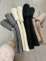 4 Pairs Ladies Solid Color Vertical Stripes Warm Over Knee Socks JK Fashion Autumn Winter Collection Simple Design.