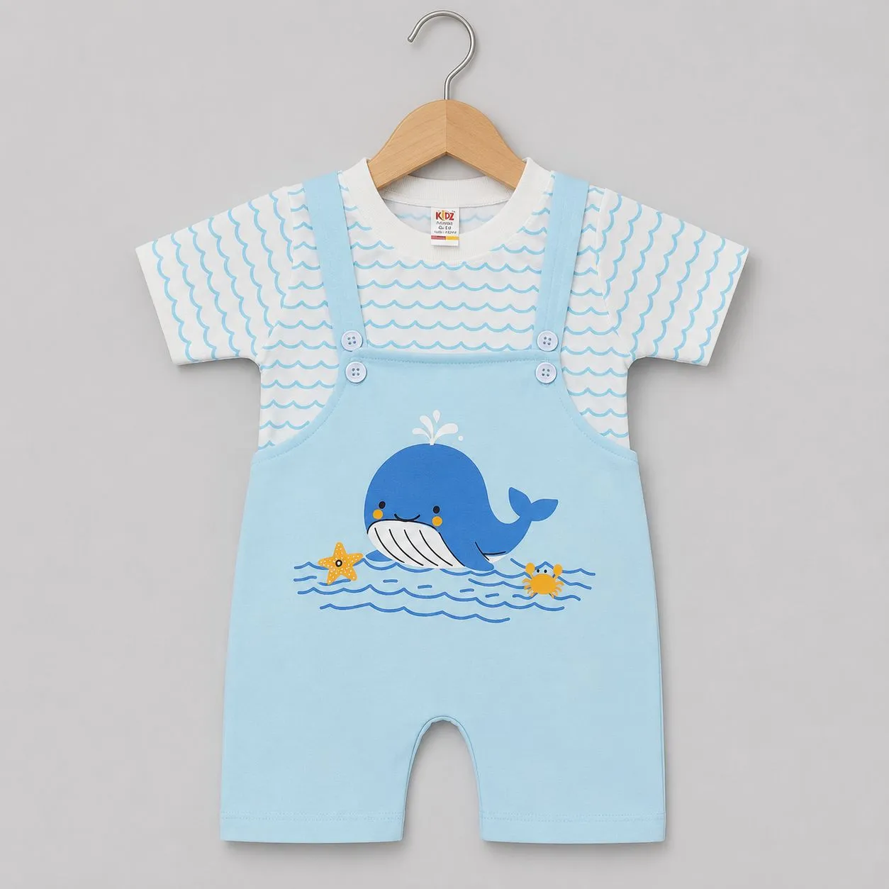 Whale Dungaree Set Detail View