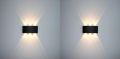 LITFAD Rectangle Led Wall Sconce Bulb Included 110V-120V Waterproof Outdoor Foyer Porch Wall Lighting 8W 3000K Warm Light 6-Bulb Wall Lamp for Pathway Living Room Stairways Corridor Hotel Black. 