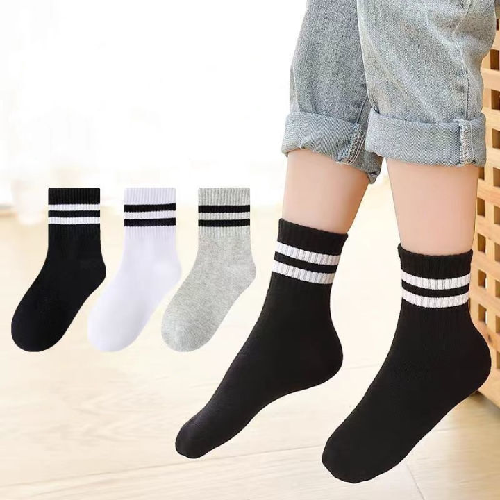 Lawadka%205Pairs/set%20Boys%20Girls%20Socks%20For%20Kids%20White%20Black%20Gray%20Cotton%20Children's%20Socks%20Student%20Sport%20Autumn%20New%20Sock%202%20to%2011Years%20-%20Image%203