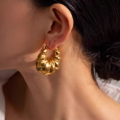 Gold Color High Quality Retro Punk Geometric Round Hoop Earrings Women's Fashion Gothic Exquisite Earrings. 