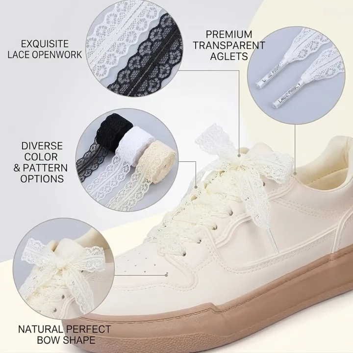 4%20Pairs%20Lace%20Trim%20Flat%20Soft%20Shoelaces%20Blooming%20Ribbon%20Lace%20Up%20Shoe%20Strings%20for%20Women%20-%20Image%202