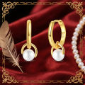 100% 925 Sterling Silver Pearl Golden Geometry Hoop Earrings For Women Fashion Birthday Party Wedding Jewelry Engagement Jewelry.