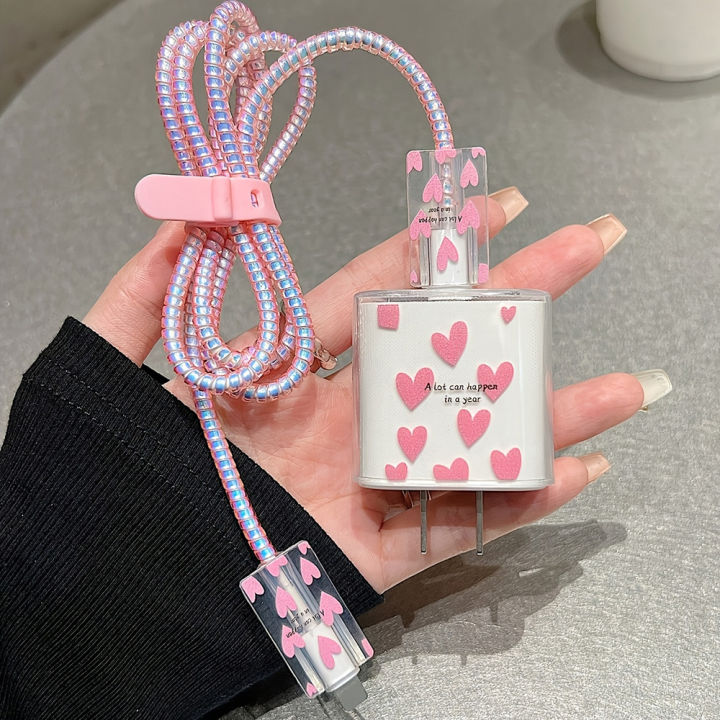 5pcs/Set%20Blue%20Pink%203D%20Star%20Wave%20Shell%20For%20iPhone%2020W%2018W%20Charger%20Protective%20Case%20Cable%20Organizer%20Charging%20Head%20Protector%20Cover%20-%20Image%204