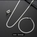 "3Pcs Silver Snake Chain, Ring & Bracelet Set for Men & Boys – Stylish Jewelry Deal". 
