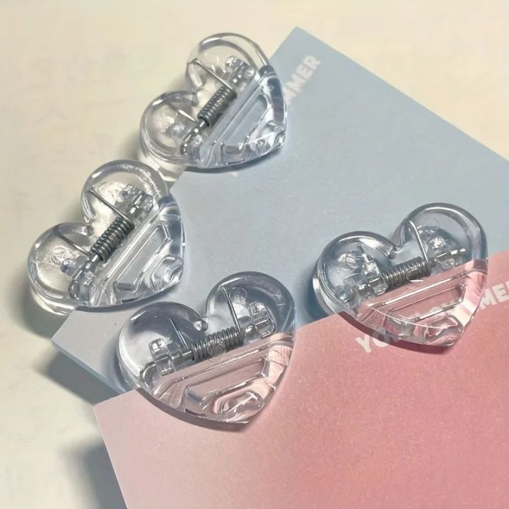 4pcs Heart-shaped memo clip, multi-functional paper clip, suitable for office, school and home use.
