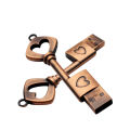 copper love heart shaped key usb flash drive pendrive pen drive 4gb 8GB 16gb 32gb 64GB metal keys memory Stick wedding . 