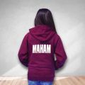 MI'TESORO Customized Name Zipper Hoodie In Maroon Color For Both Boys And Girls. 