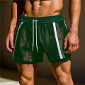 Men's Mesh See-through Shorts Fashion Patchwork Drawstring Beach Shorts Leisure Sport Shorts for Man Pajamas Home Underwear.