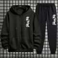Mens Tracksuit Print Hooded Sweatshirts Sweatpants Jogging Casual Zipper Jacket Coat Man Clothing Single Piece Sports Tops Pants. 