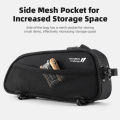 ROCKBROS Bicycle Bag 1.3L Portable Frame Front Tube Cycling Bag Waterproof MTB Road Bicycle Pannier Black With Headphone Jack. 