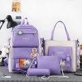 Korean Style 4 Piece Backpack Set for School Girls Washable Fabric 18x14 Inch. 