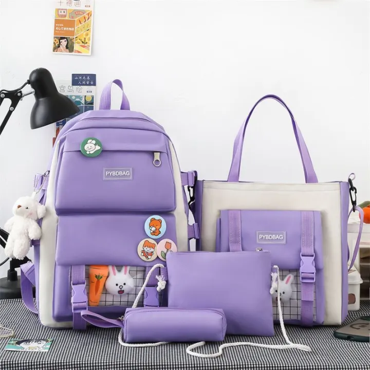 Korean%20Style%204%20Piece%20Backpack%20Set%20for%20School%20Girls%20Washable%20Fabric%2018x14%20Inch%20-%20Image%205