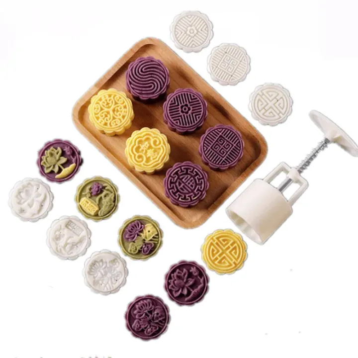 1set DIY Baking Mooncake Mold Hand Press Cookie Stamp Moon for Cake ...