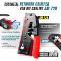 AMPCOM RJ45 Pass Through Crimping Network Tool Kit for Cat5e Cat6 Cat7 with Network Crimper/Punch Down Tool/TEL/LAN Cable Tester. 
