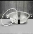 Alpha Stainless Steel Wok [24, 26, 28, 30, 32, 36, 40 & 45cm]  Double Bottom / Encapsulated Bottom Karahi With Glass Lid. 