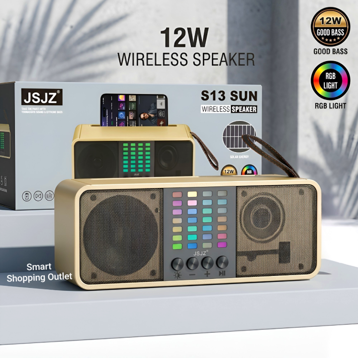 JSJZ S13 SUN RGB Lighting Solar Charging Bluetooth 5 3 Deep Bass 12W JSJZ S13 SUN RGB Lighting Solar Charging Bluetooth 5 3 Deep Bass 12W