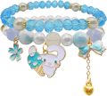 stone Beads Bracelet With Cute Charms For Girls. 
