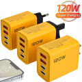 120W Fast Charging 4 Ports Mobile Phone Charger QC3.0 USB Type C Chargers Dual PD USB Wall Adapter EU/US Plug for iPhone .