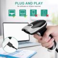 JRHC Handheld 2D Barcode Scanner USB QR Code Scanner Wired Automatic 1D 2D&PDF417 Data Matrix Bar Code Reader Plug and Play. 