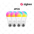 4Pcs E27 Zigbee 3.0 LED Bulbs,Smart LED Lamps,RGB+CW+WW,15W, LED Light Bulb Works With Alexa Echo Plus Smartthings Yandex Z2MQTT lightify. 