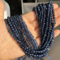 2 3 4mm Natural Faceted Blue Sapphire Stones Loose Spacer Beads for Jewelry Making DIY Bracelet Earrings Accessories 15''Inch. 