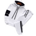 Spring Autumn Fashion Trend Two-Piece Men's Casual Comfortable Large Size Sports Suit Black White Set Tracksuit. 